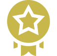 Gold medal with a star on it, set against a white background